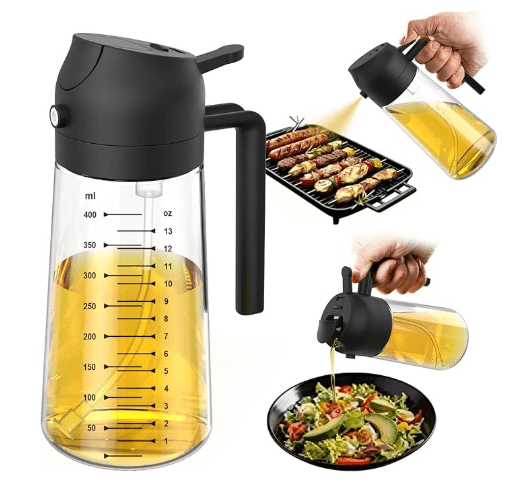 TrendPlain Pulverizador de azeite de oliva de vidro de 470 ml para cozinhar